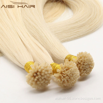 Aisi Hair Wholesale Factory Price Double Drawn Russian Hair U Tip/I Tip/Nail Hair Extension